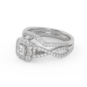 Princess Cut 0.90 Carat Lab Grown Diamond Halo Bridal Set Ring