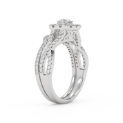 Princess Cut 0.90 Carat Lab Grown Diamond Halo Bridal Set Ring