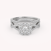 Princess Cut 0.90 Carat Lab Grown Diamond Halo Bridal Set Ring