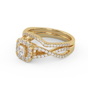 Princess Cut 0.90 Carat Lab Grown Diamond Halo Bridal Set Ring