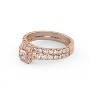 Princess Cut 1.10 Carat Lab Grown Diamond Halo Bridal Set Ring