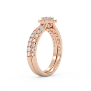 Princess Cut 1.10 Carat Lab Grown Diamond Halo Bridal Set Ring