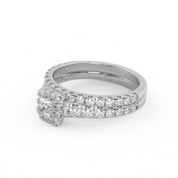 Princess Cut 1.10 Carat Lab Grown Diamond Halo Bridal Set Ring