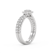 Princess Cut 1.10 Carat Lab Grown Diamond Halo Bridal Set Ring