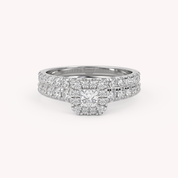 Princess Cut 1.10 Carat Lab Grown Diamond Halo Bridal Set Ring