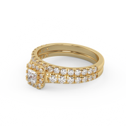 Princess Cut 1.10 Carat Lab Grown Diamond Halo Bridal Set Ring