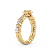 Princess Cut 1.10 Carat Lab Grown Diamond Halo Bridal Set Ring