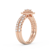 Round Cut 1.10 Carat Lab Grown Diamond Double Halo Bridal Set Ring
