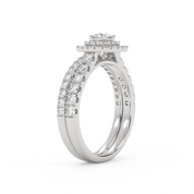 Round Cut 1.10 Carat Lab Grown Diamond Double Halo Bridal Set Ring