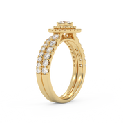 Round Cut 1.10 Carat Lab Grown Diamond Double Halo Bridal Set Ring