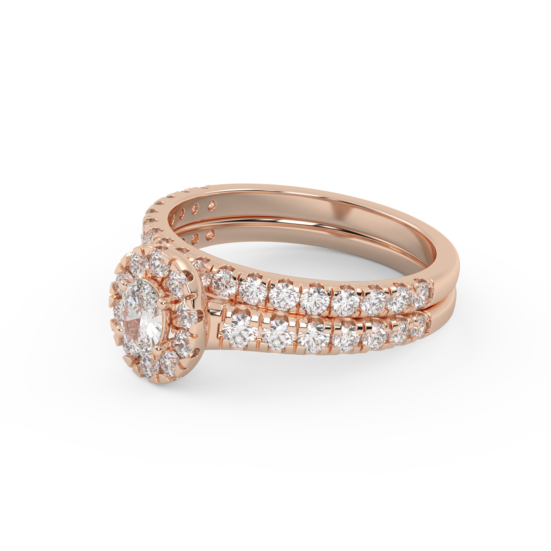 Oval Cut 1.20 Carat Lab Grown Diamond Halo Bridal Set Ring