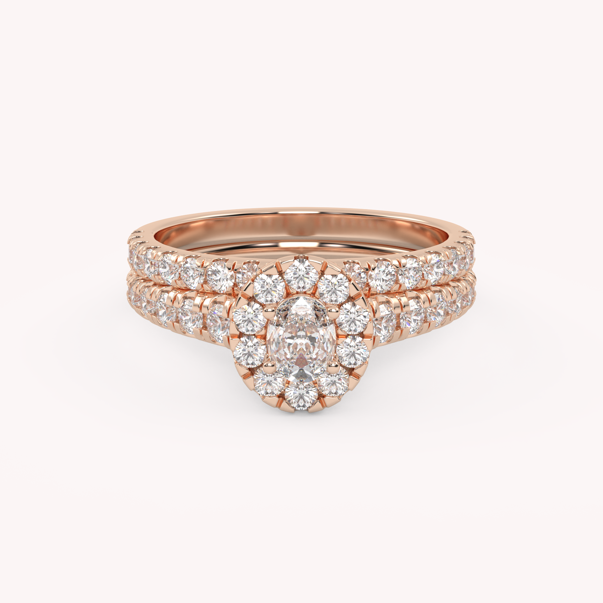 Oval Cut 1.20 Carat Lab Grown Diamond Halo Bridal Set Ring