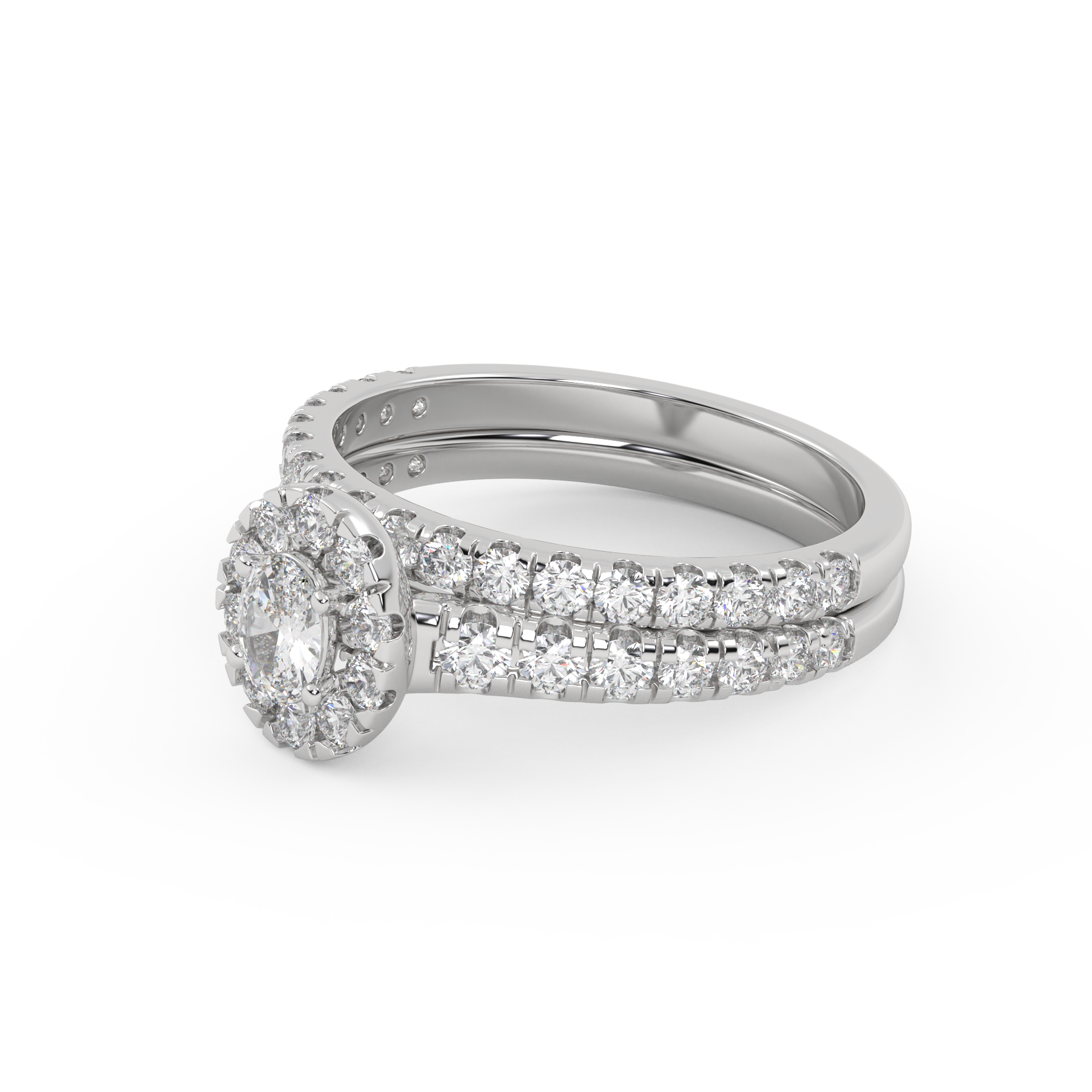 Oval Cut 1.20 Carat Lab Grown Diamond Halo Bridal Set Ring