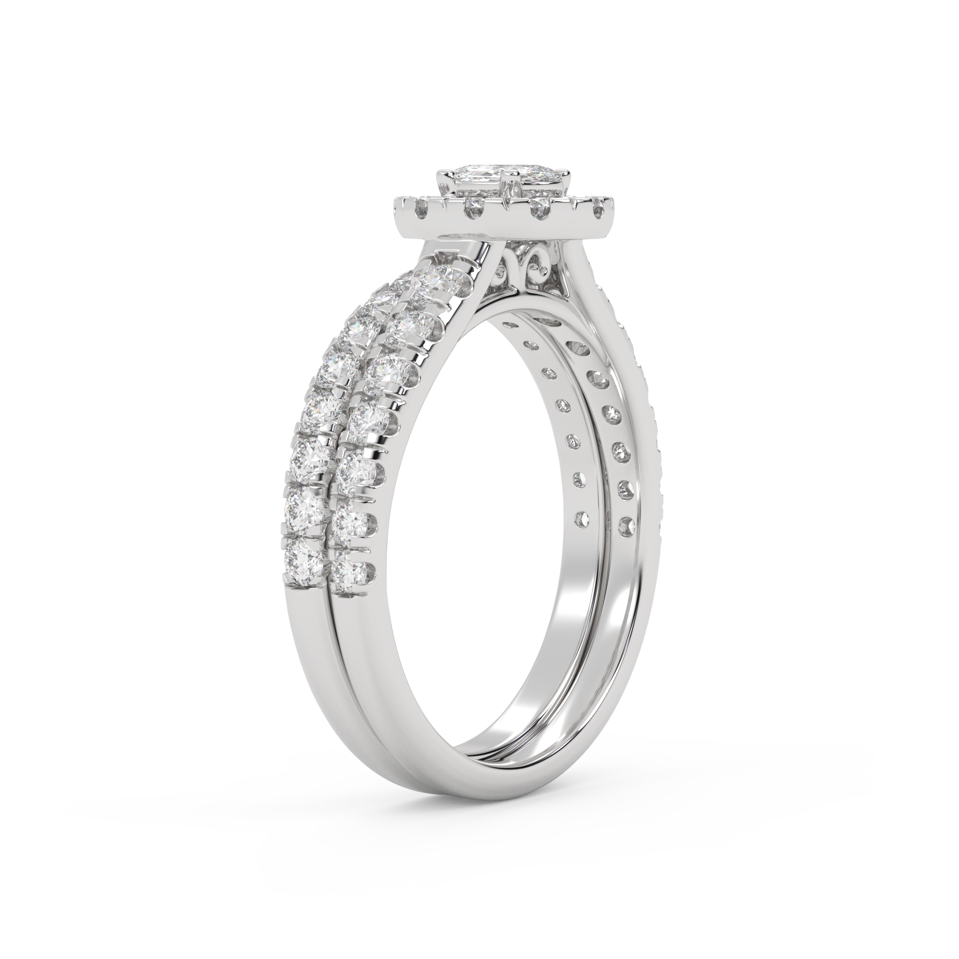 Oval Cut 1.20 Carat Lab Grown Diamond Halo Bridal Set Ring