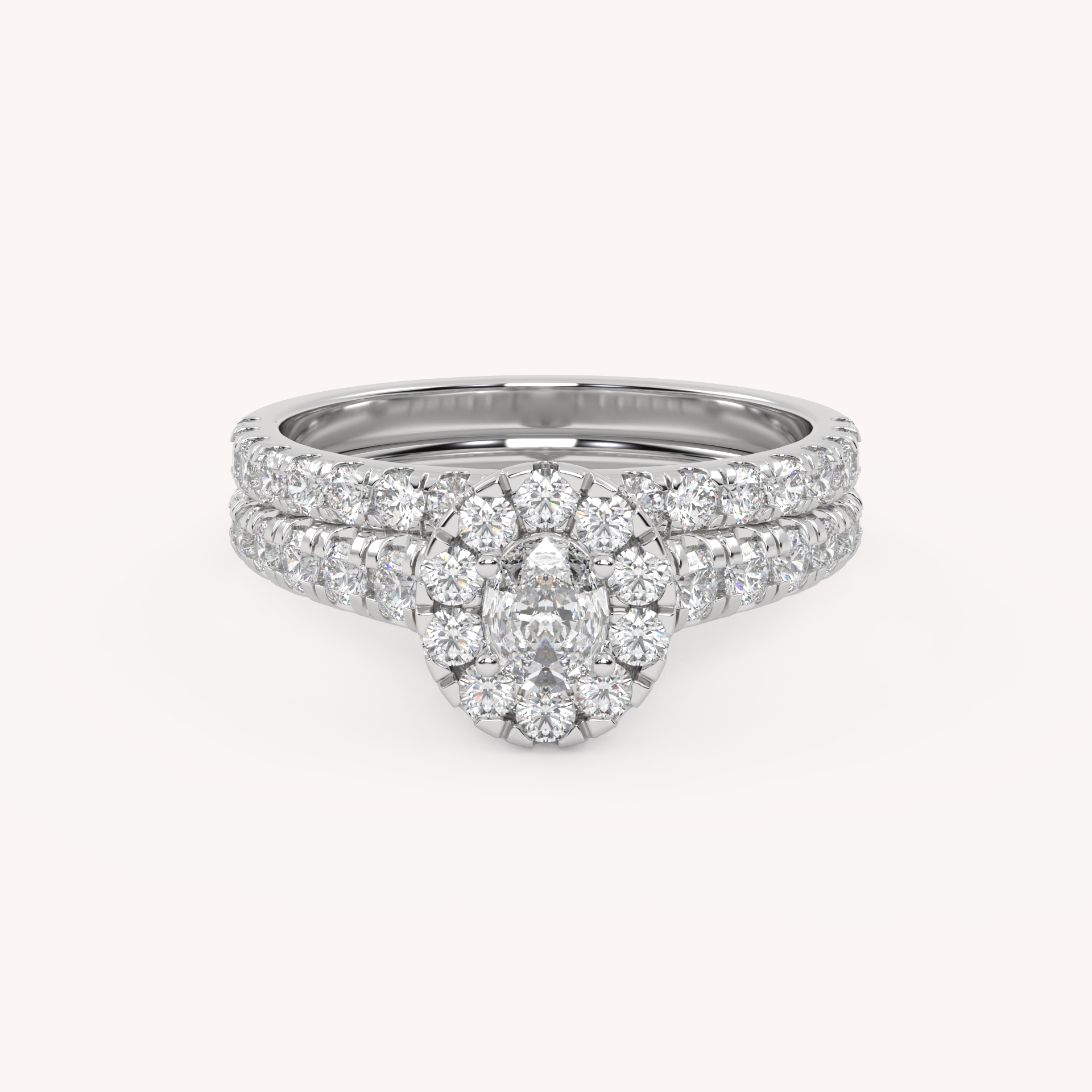 Oval Cut 1.20 Carat Lab Grown Diamond Halo Bridal Set Ring