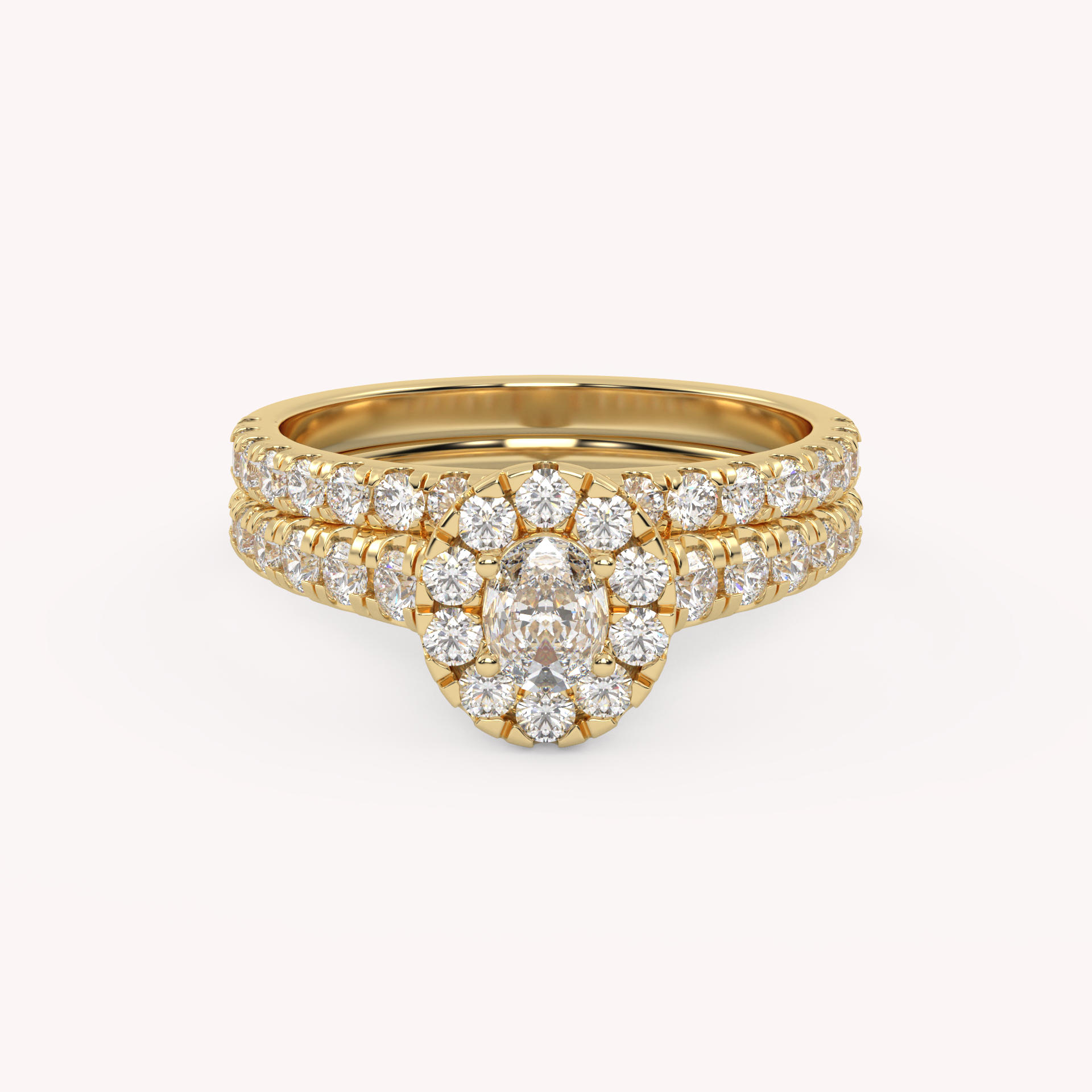 Oval Cut 1.20 Carat Lab Grown Diamond Halo Bridal Set Ring