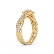 Pear Cut 1.00 Carat Lab Grown Diamond Twisted Infinity Halo Solitaire Bridal Set Ring