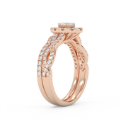 Oval Cut 1.00 Carat Lab Grown Diamond Twisted Infinity Halo Solitaire Bridal Set Ring