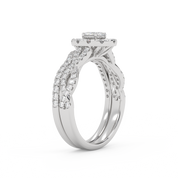Oval Cut 1.00 Carat Lab Grown Diamond Twisted Infinity Halo Solitaire Bridal Set Ring
