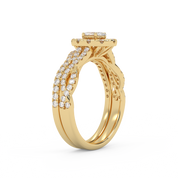 Oval Cut 1.00 Carat Lab Grown Diamond Twisted Infinity Halo Solitaire Bridal Set Ring