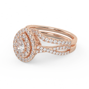 IGI Certified Pear Cut Split Shank Infinity Twisted Double Halo Bridal Set Ring