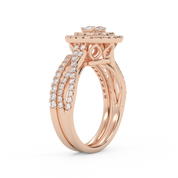 IGI Certified Pear Cut Split Shank Infinity Twisted Double Halo Bridal Set Ring