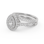 IGI Certified Pear Cut Split Shank Infinity Twisted Double Halo Bridal Set Ring