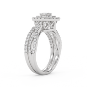 IGI Certified Pear Cut Split Shank Infinity Twisted Double Halo Bridal Set Ring