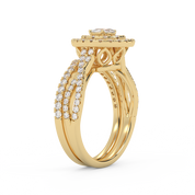 IGI Certified Pear Cut Split Shank Infinity Twisted Double Halo Bridal Set Ring