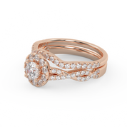 IGI Certified Round Shape Infinity Halo Solitaire Bridal Set Ring