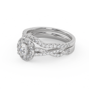 IGI Certified Round Shape Infinity Halo Solitaire Bridal Set Ring