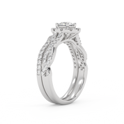 IGI Certified Round Shape Infinity Halo Solitaire Bridal Set Ring