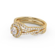 IGI Certified Round Shape Infinity Halo Solitaire Bridal Set Ring