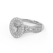 IGI Certified 1.00 Carat Oval & Round Twisted Shank Double Halo Ring