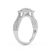IGI Certified 1.00 Carat Oval & Round Twisted Shank Double Halo Ring