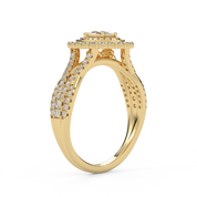 IGI Certified 1.00 Carat Oval & Round Twisted Shank Double Halo Ring