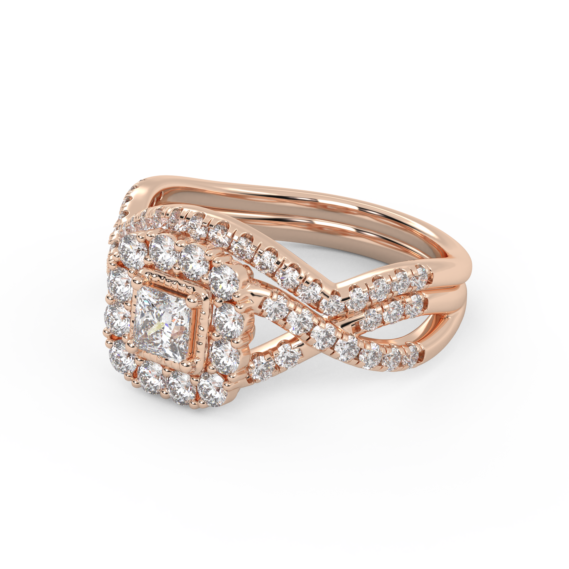 IGI Certified Infinity Halo Bridal Set Ring