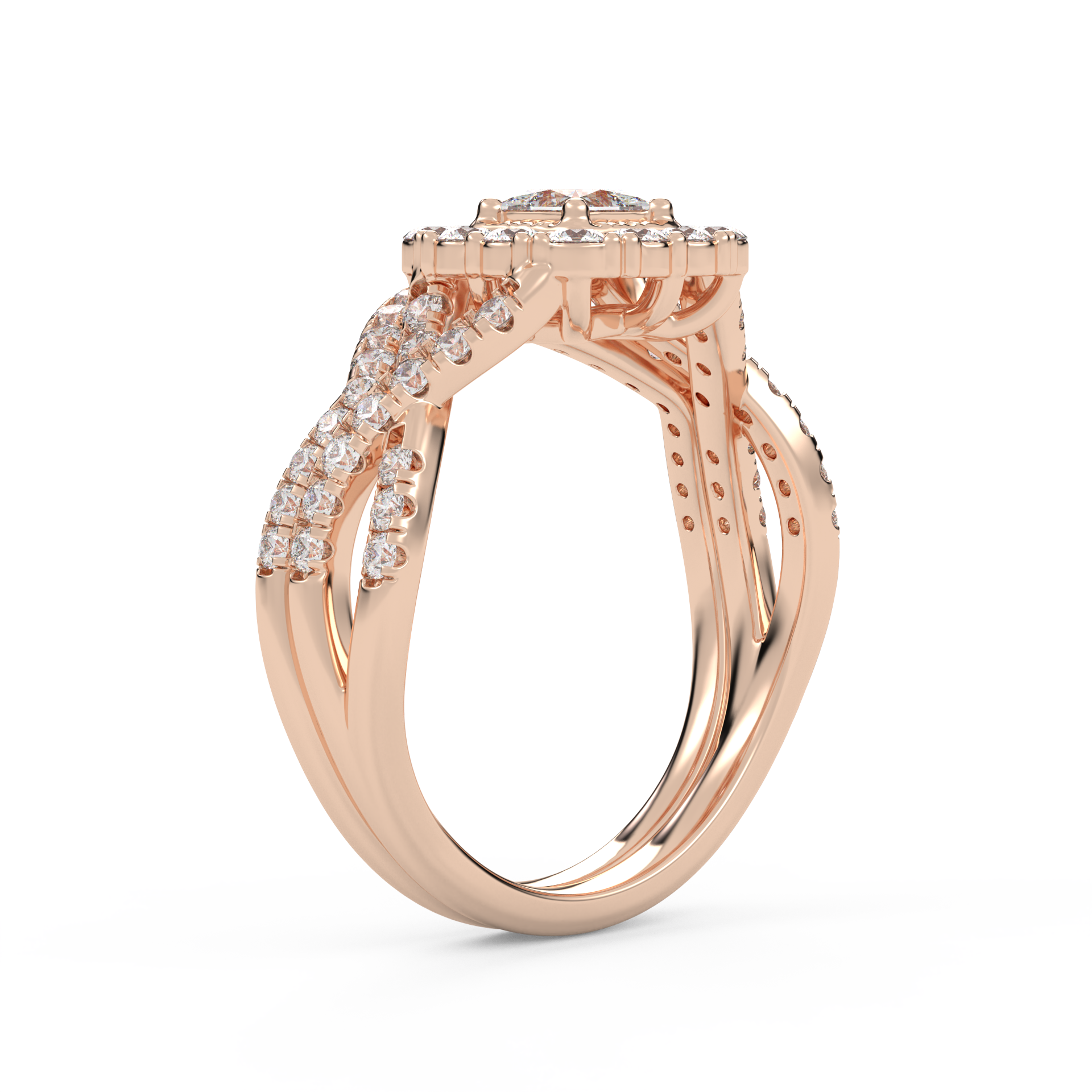 IGI Certified Infinity Halo Bridal Set Ring