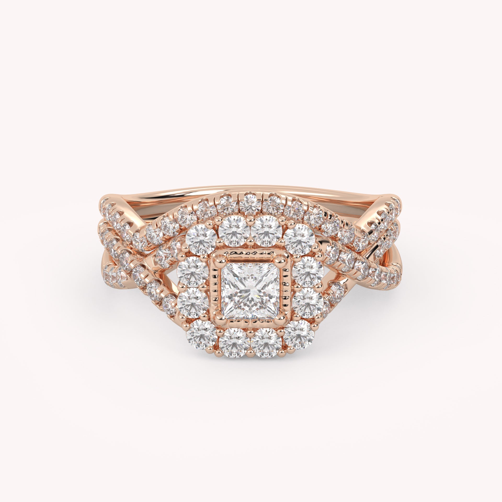 IGI Certified Infinity Halo Bridal Set Ring