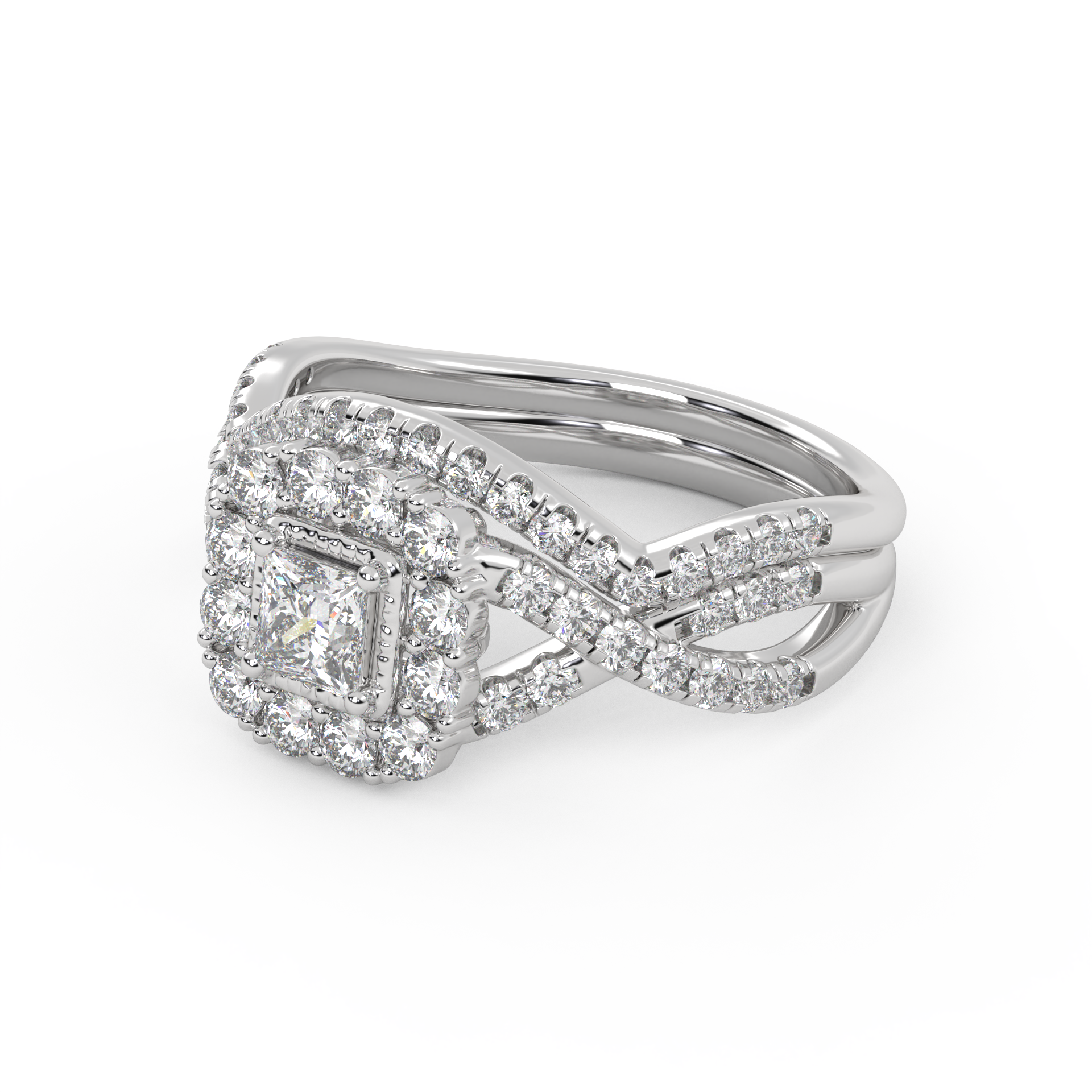 IGI Certified Infinity Halo Bridal Set Ring