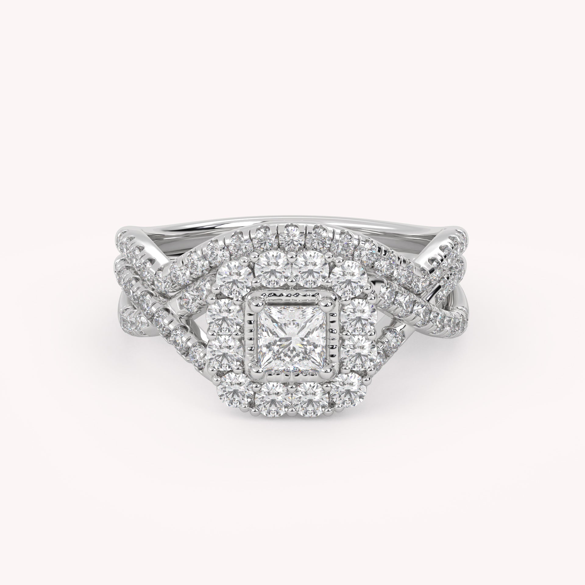 IGI Certified Infinity Halo Bridal Set Ring