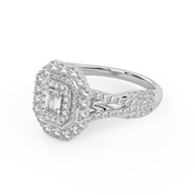 IGI Certified Emerald and Round 0.95 Carat Lab Grown Diamond Engagement Ring