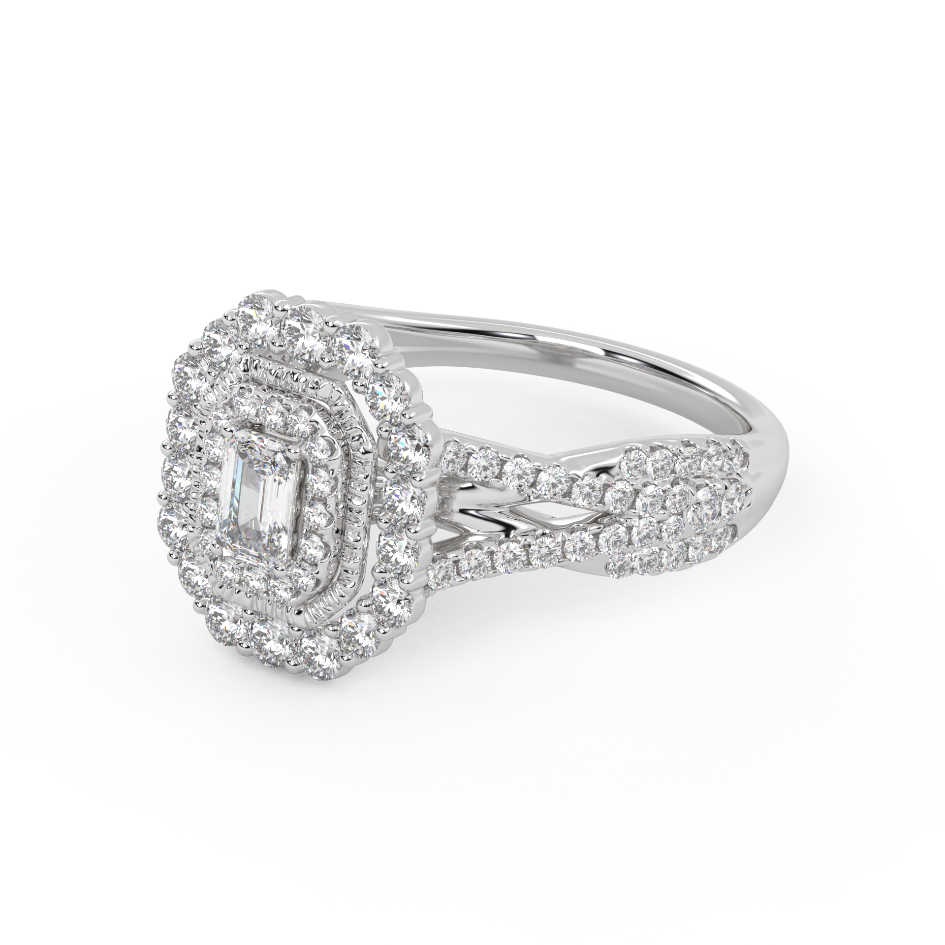 IGI Certified Emerald and Round 0.95 Carat Lab Grown Diamond Engagement Ring
