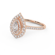 IGI Certified Double Halo Teardrop Engagement Ring