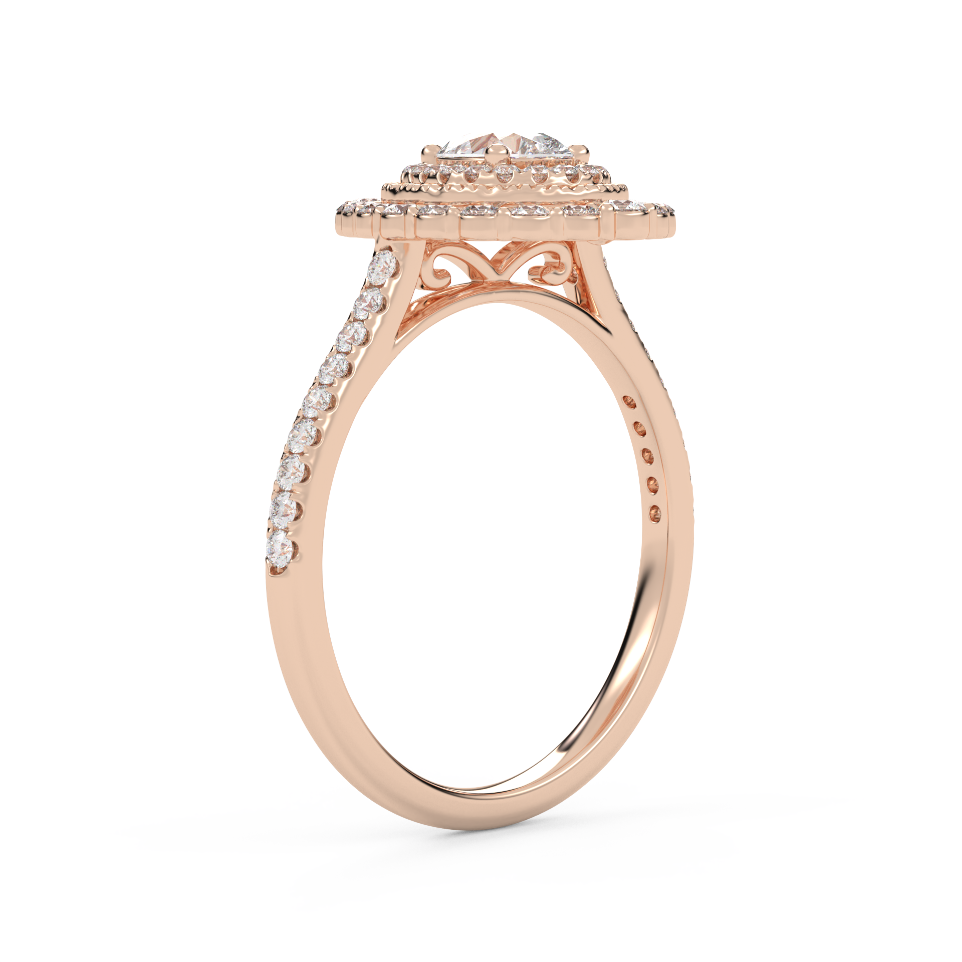 IGI Certified Double Halo Teardrop Engagement Ring