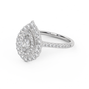 IGI Certified Double Halo Teardrop Engagement Ring