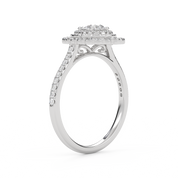 IGI Certified Double Halo Teardrop Engagement Ring
