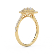 IGI Certified Double Halo Teardrop Engagement Ring