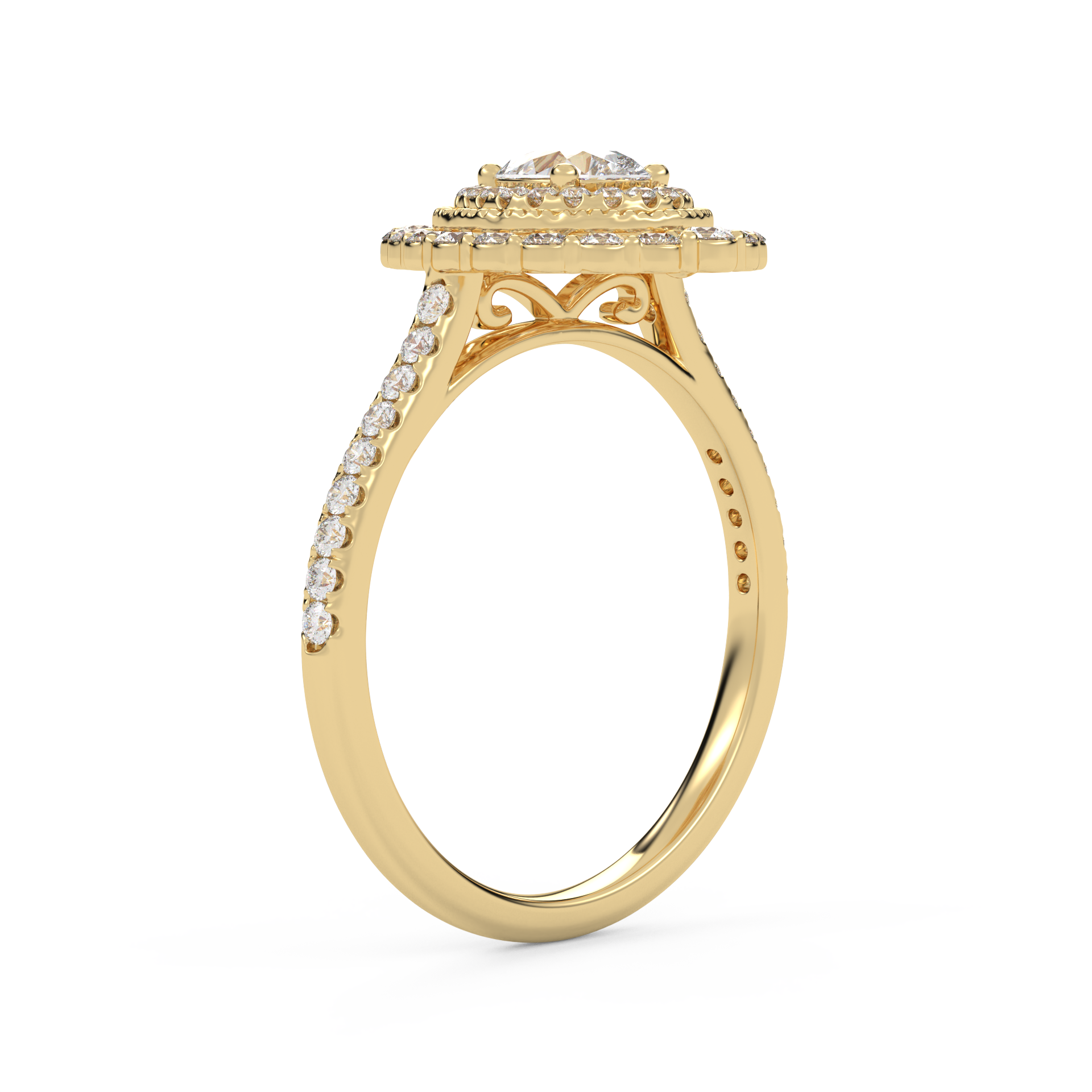 IGI Certified Double Halo Teardrop Engagement Ring
