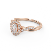 IGI Certified Twisted Halo Solitaire Engagement Ring